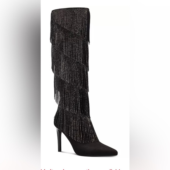 INC Shyn fringe boot- Holiday -Rhinestone Boots, - Picture 1 of 3